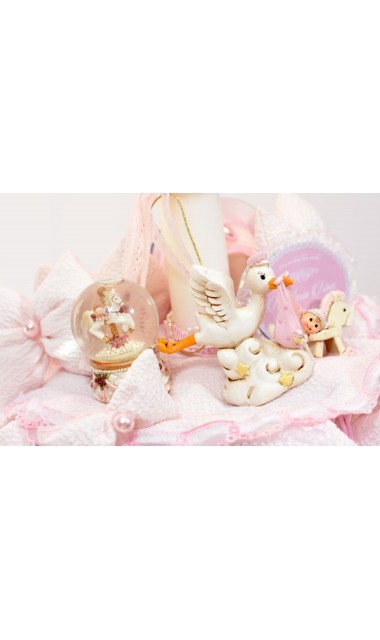Lumanare de botez personalizata prin brodarea unui carusel, 45cmx4cm, Baby Candle Carousel 2